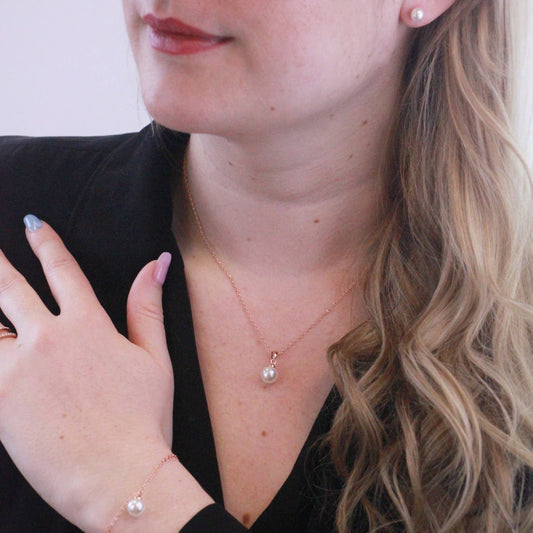 Mother of Pearl Trio Set - Roségoud en kristal - jvrmonkeydesign #