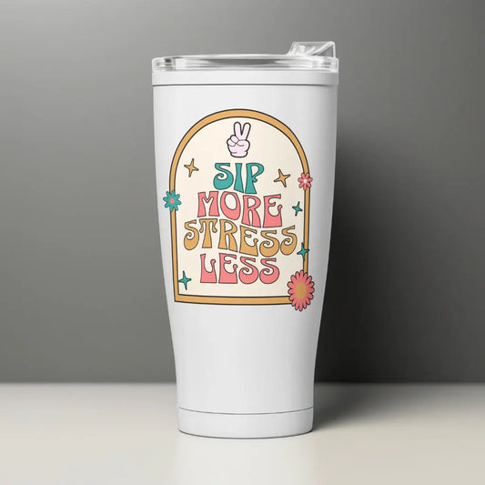 Sip More Stress Less Thermosbeker - jvrmonkeydesign #
