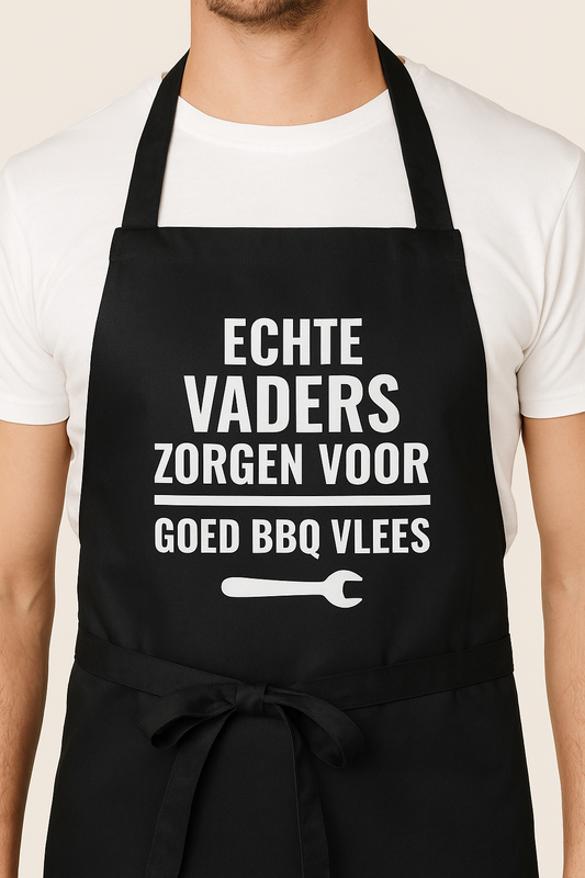 🥩 Schort “Echte Vaders Zorgen Voor Goed BBQ Vlees” – Vaderdagcadeau met - jvrmonkeydesign #
