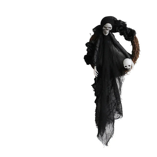 Handgemaakte Halloween Deurkrans met Schedel – Spooky Decoratie