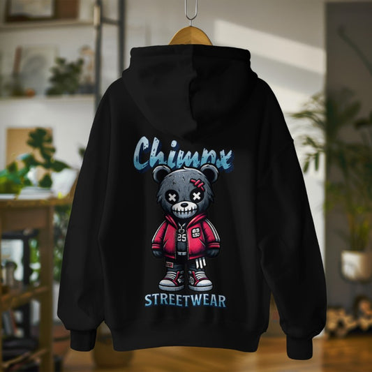 Chimpx Streetwear Hoodie - Haunted Teddy Edition - jvrmonkeydesign #