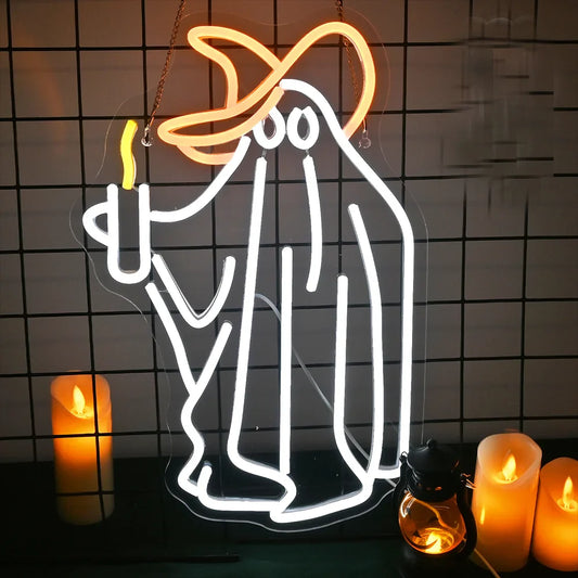 Halloween Neon Sign – Pompoen & Spook Ontwerp