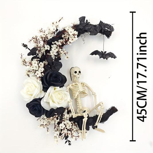 Gotische Halloween Krans met Schedel – 45 cm Deurdecoratie