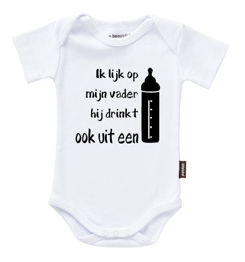 Romper – Ik lijk op mijn vader, hij drinkt ook uit een flesje - jvrmonkeydesign #