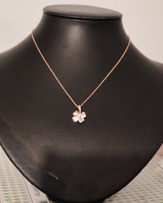 Halsketting met Vier Blaadjes – Roségoud & Kristal - jvrmonkeydesign #