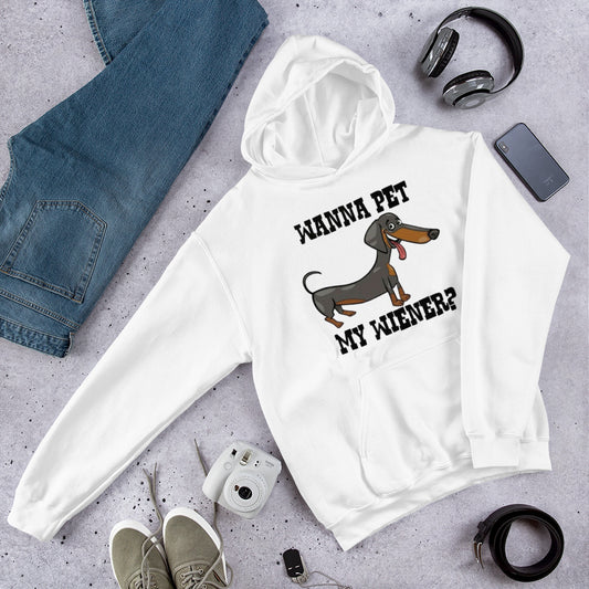 Hoodie ‘Wanna Pet My Wiener? - jvrmonkeydesign #