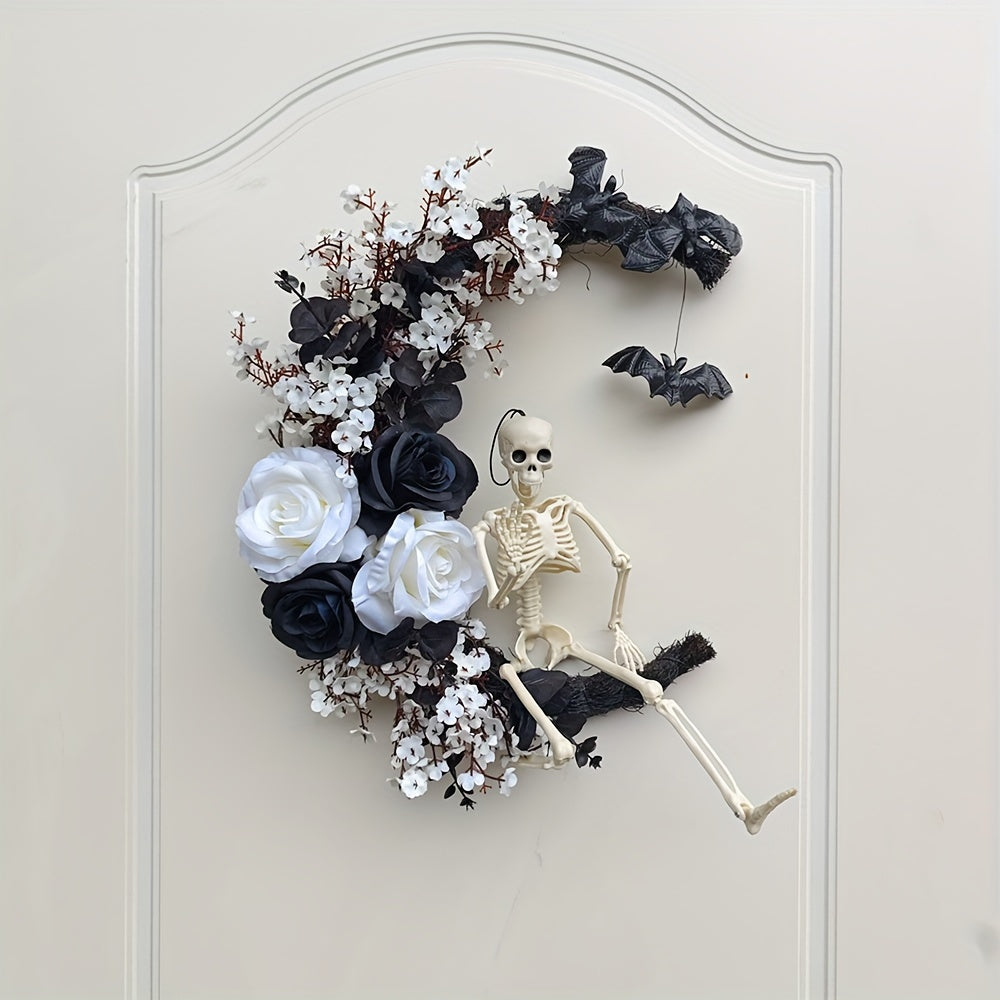 Gotische Halloween Krans met Schedel – 45 cm Deurdecoratie
