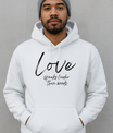 Love Speaks Louder – Witte Hoodie met Quote