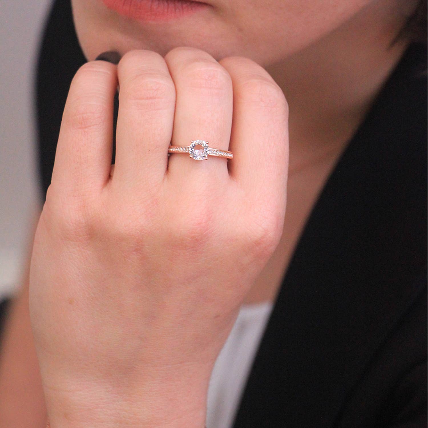 Elise Ring - Roségoud en kristal - jvrmonkeydesign #