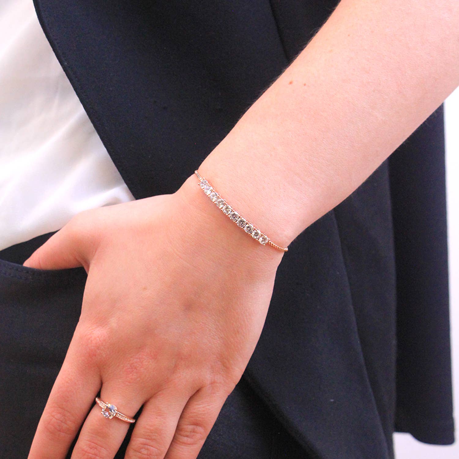 Elise Ring - Roségoud en kristal - jvrmonkeydesign #