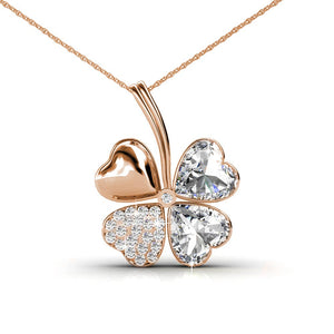 Halsketting met Vier Blaadjes – Roségoud & Kristal - jvrmonkeydesign #
