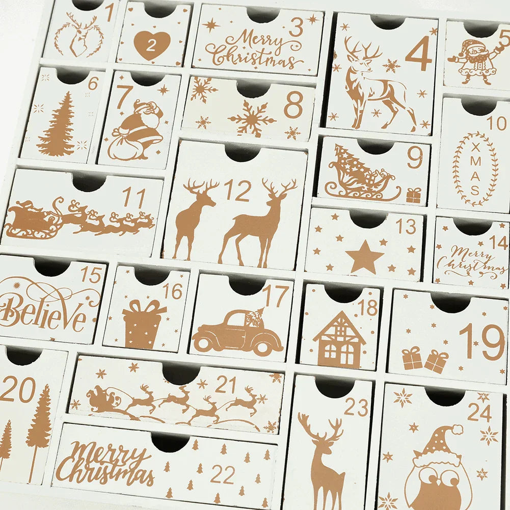 Houten Kerst Adventskalender – 24 Lades