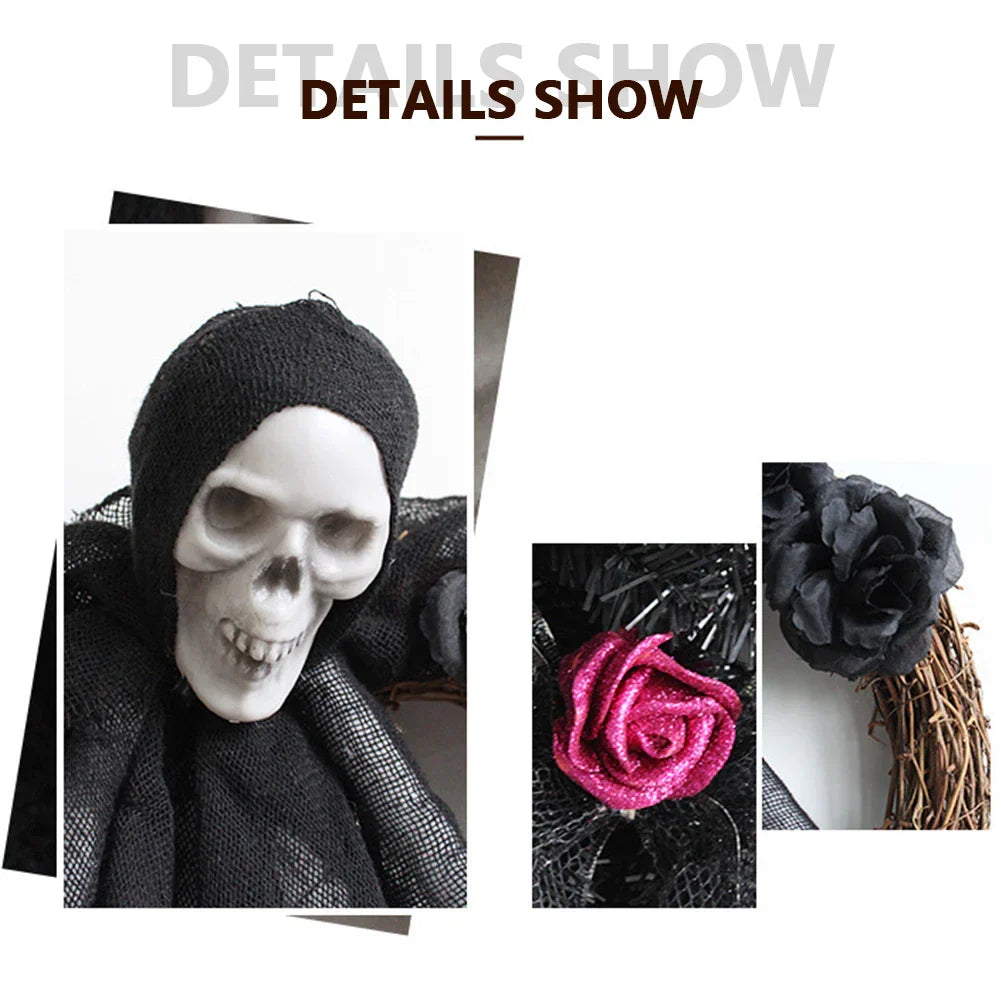 Handgemaakte Halloween Deurkrans met Schedel – Spooky Decoratie