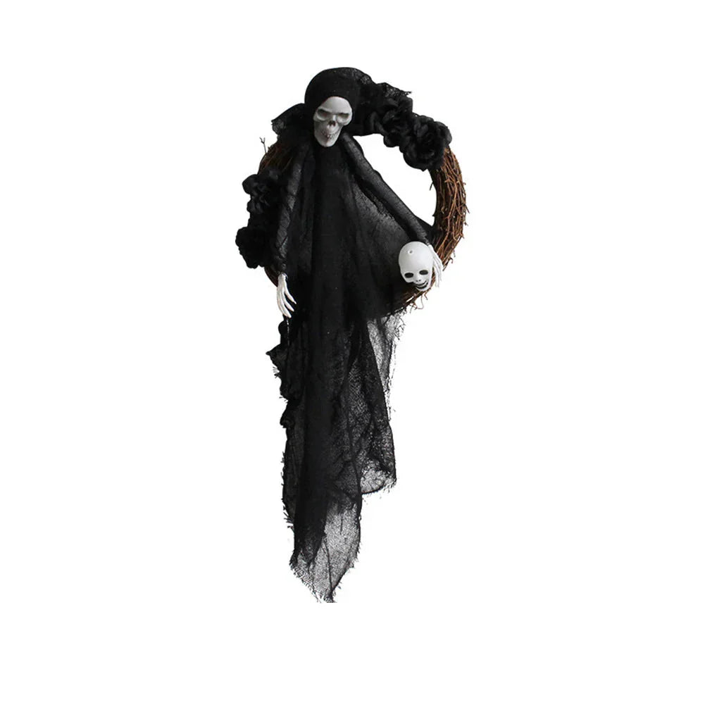 Handgemaakte Halloween Deurkrans met Schedel – Spooky Decoratie