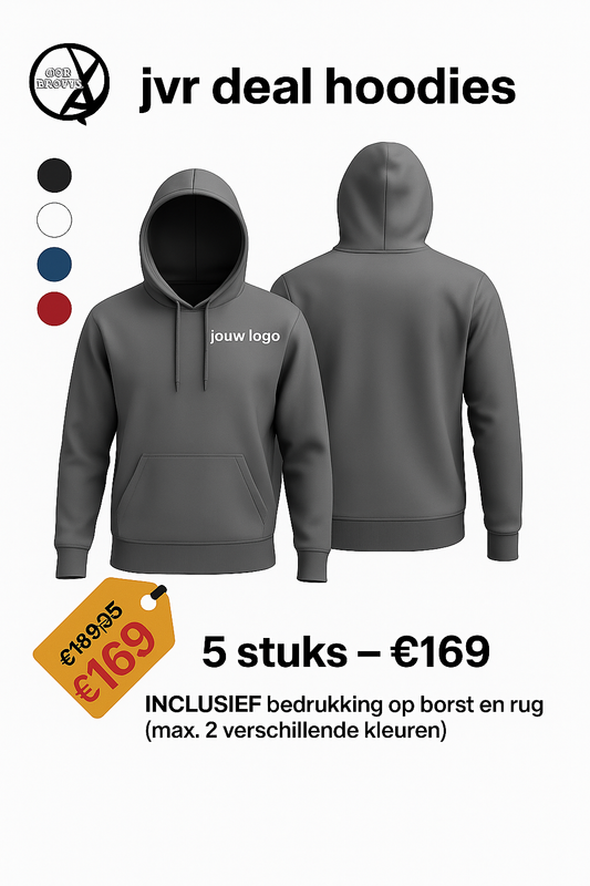 JVR Deal – Gepersonaliseerde Hoodies (5 stuks) - jvrmonkeydesign #