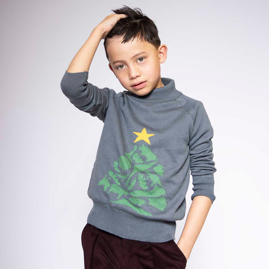 Grijze Jongens Kersttrui – Comfortabel & Feestelijk