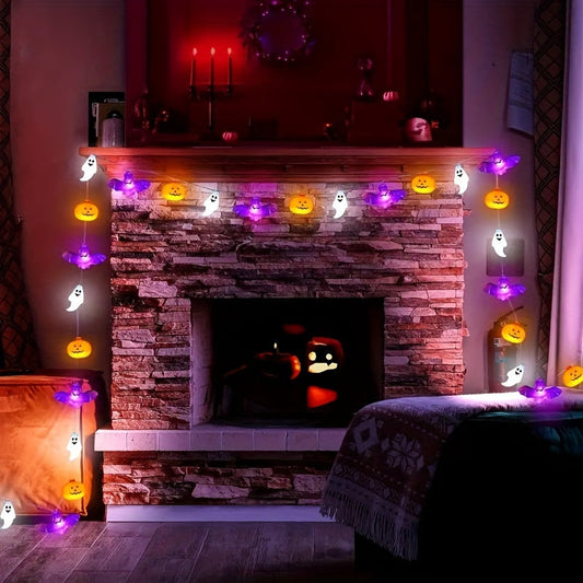 NNETM Halloween LED Pompoen & Vleermuis Slinger – String Lights