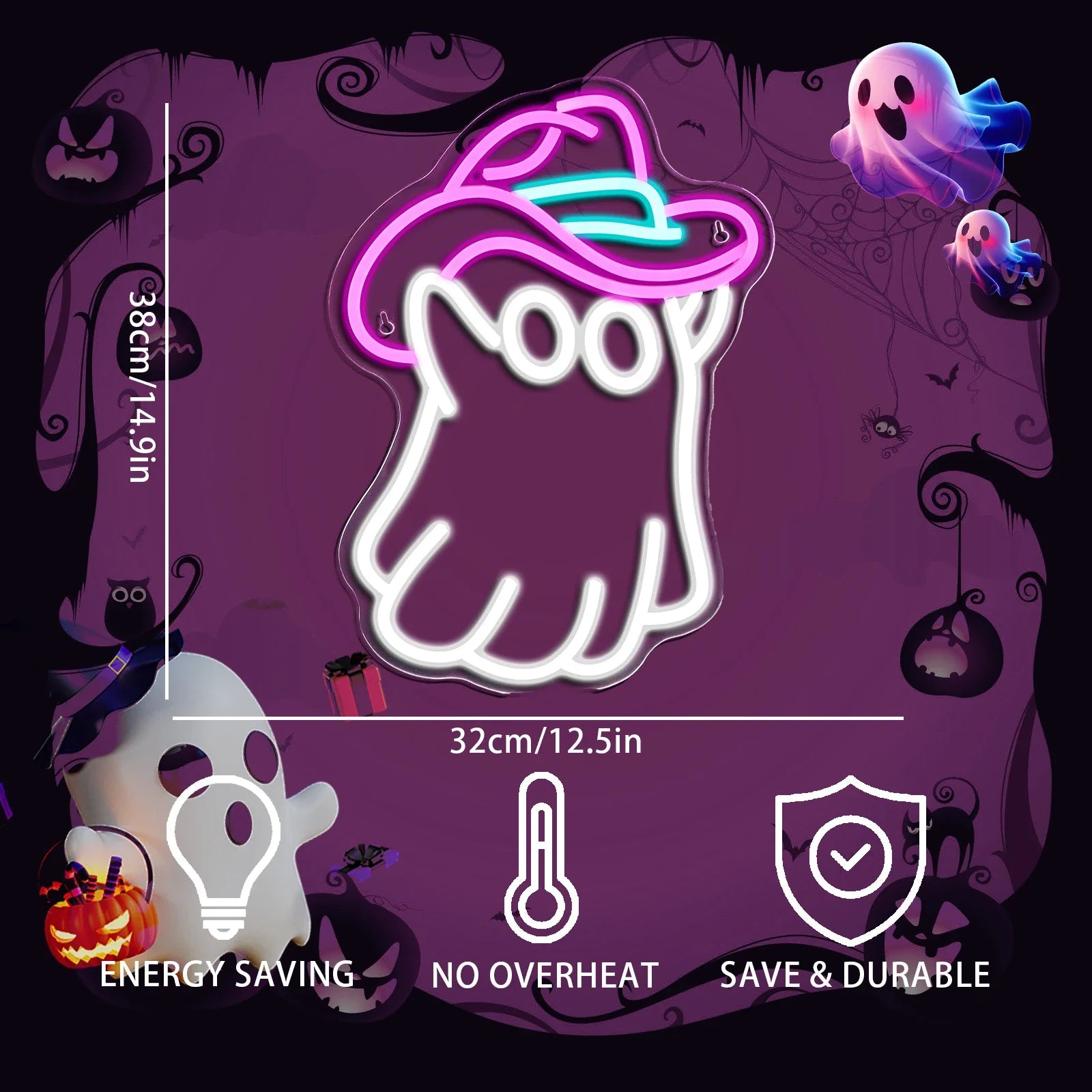 Halloween Neon Sign – Pompoen & Spook Ontwerp