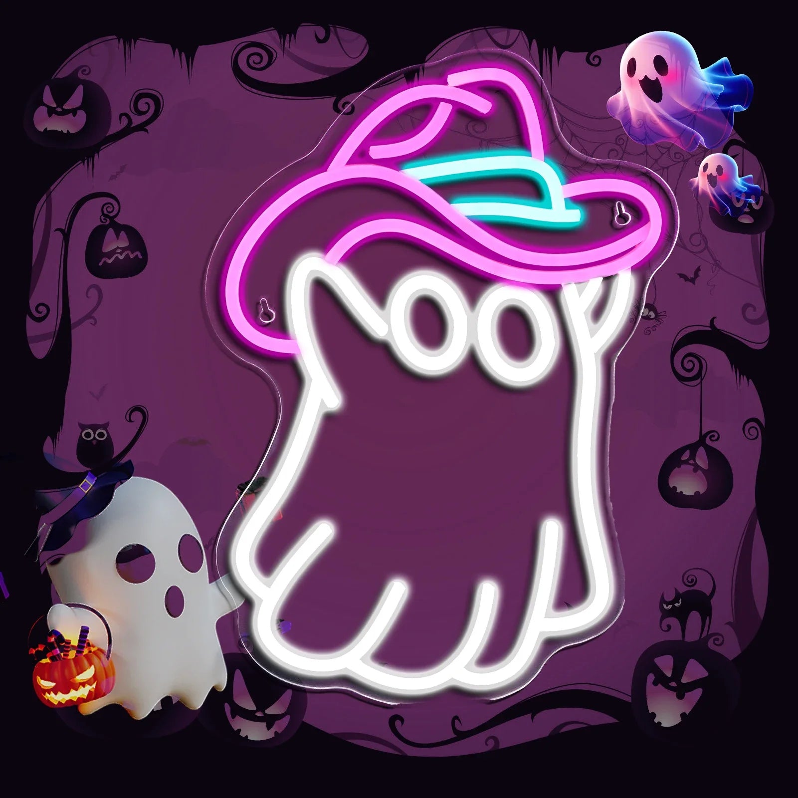 Halloween Neon Sign – Pompoen & Spook Ontwerp