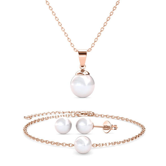 Mother of Pearl Trio Set - Roségoud en kristal - jvrmonkeydesign #