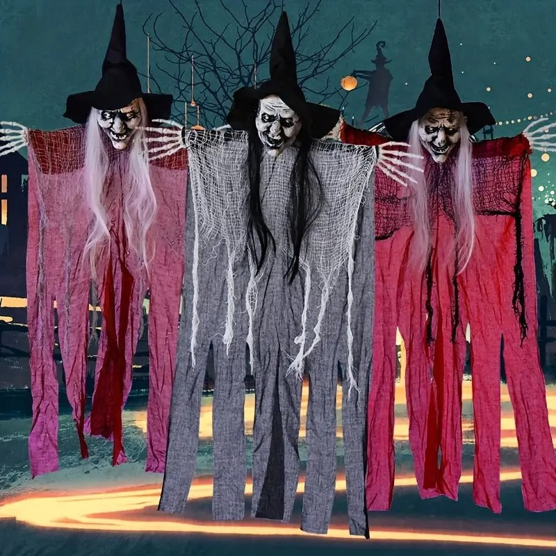 Hangende Halloween Heks Decoratie – Set van 3 Stuks