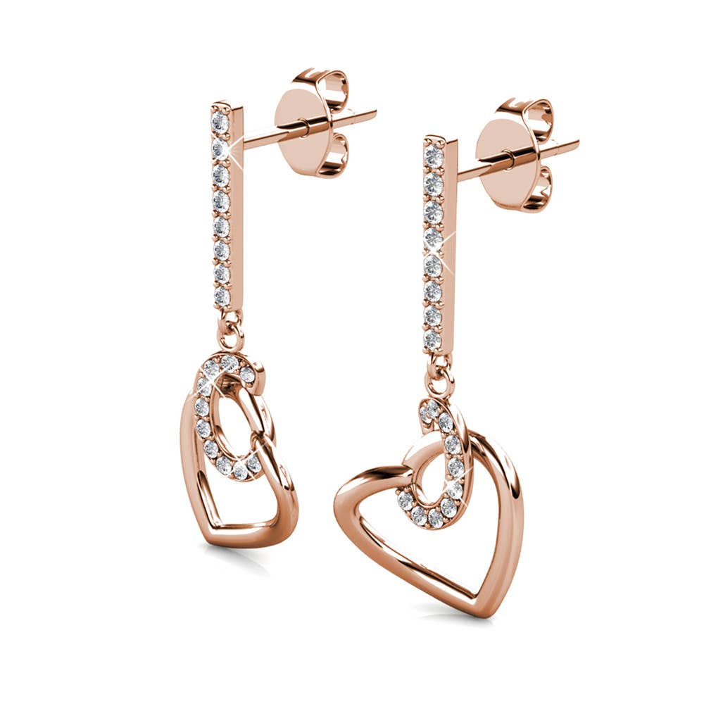 Allure oorbellen - roségoud en kristal - jvrmonkeydesign #