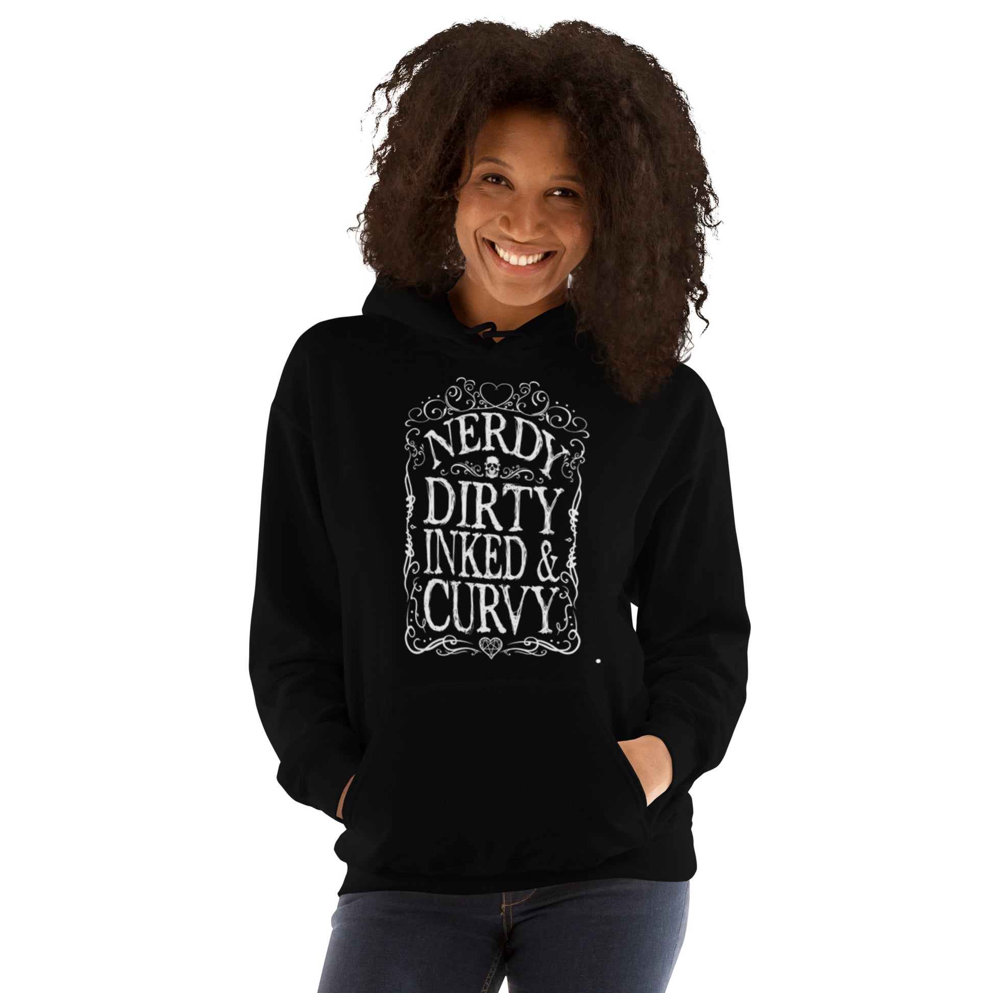 NERDY DIRTY INKED & CURVY  Hoodie - jvrmonkeydesign #