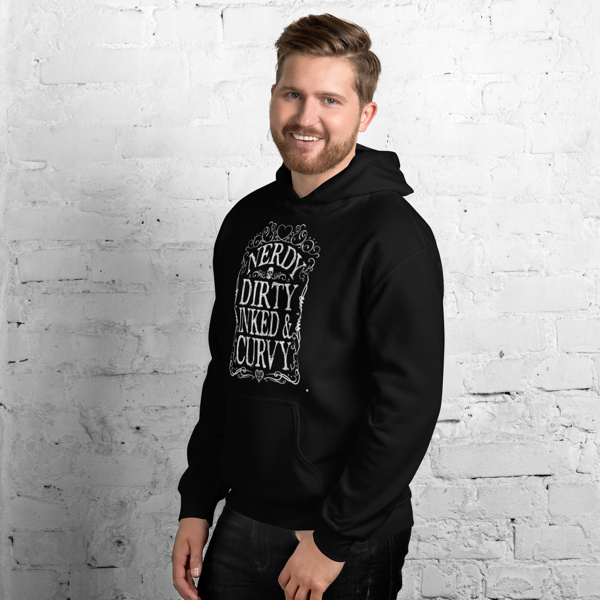 NERDY DIRTY INKED & CURVY  Hoodie - jvrmonkeydesign #