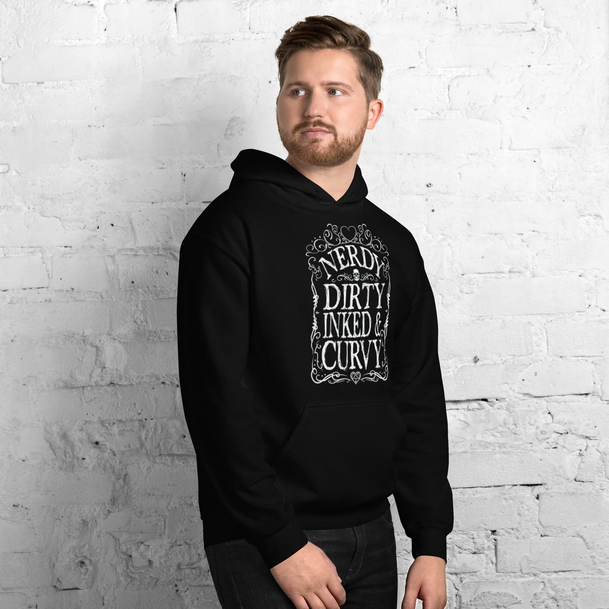 NERDY DIRTY INKED & CURVY  Hoodie - jvrmonkeydesign #