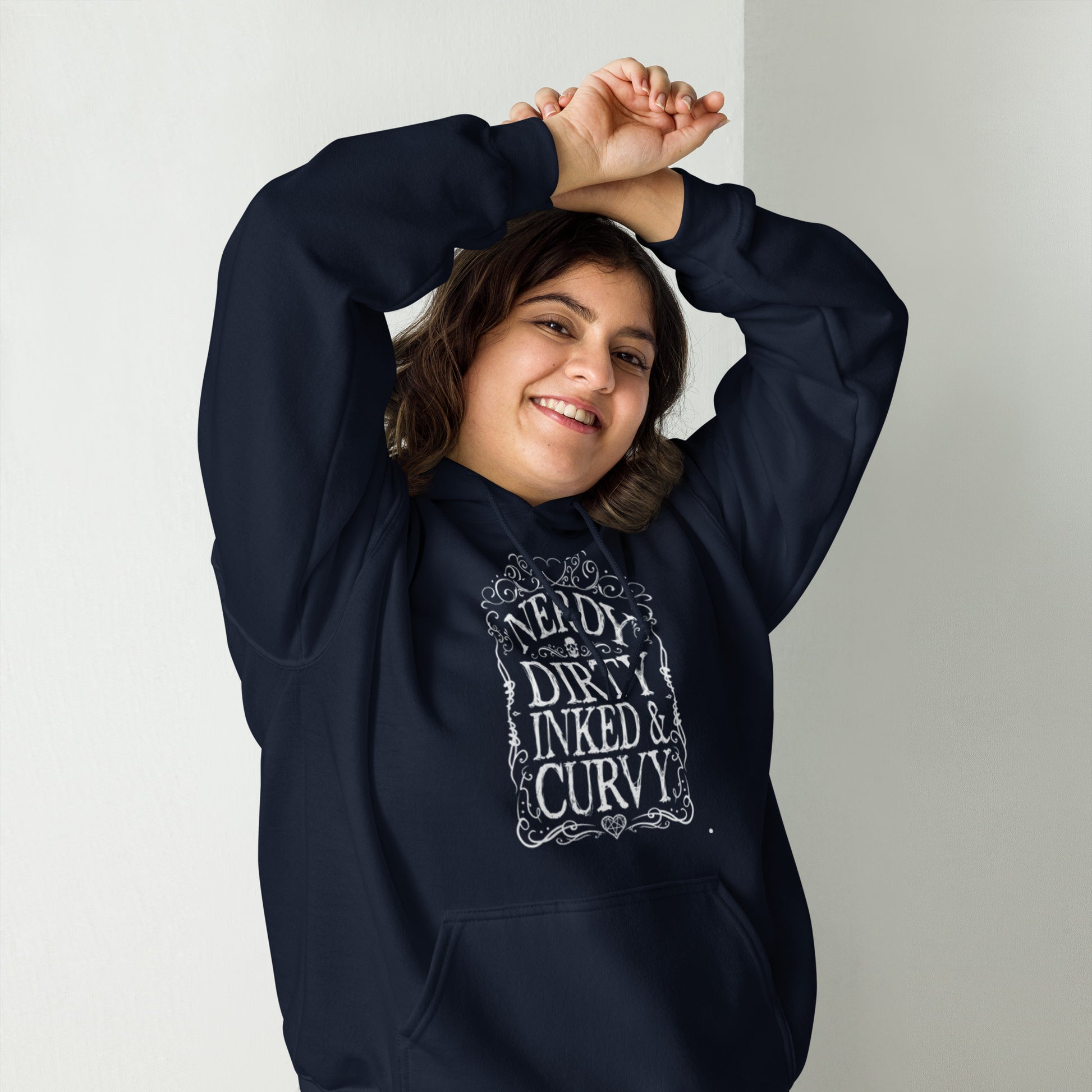 NERDY DIRTY INKED & CURVY  Hoodie - jvrmonkeydesign #