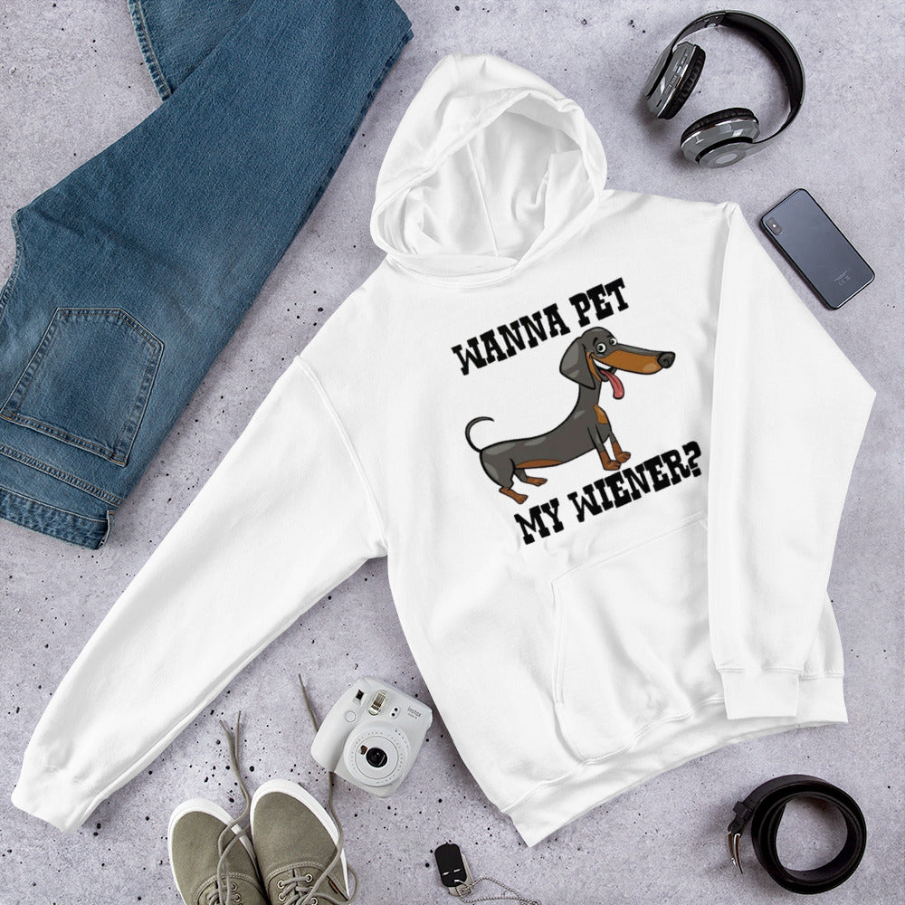 Hoodie ‘Wanna Pet My Wiener? - jvrmonkeydesign #